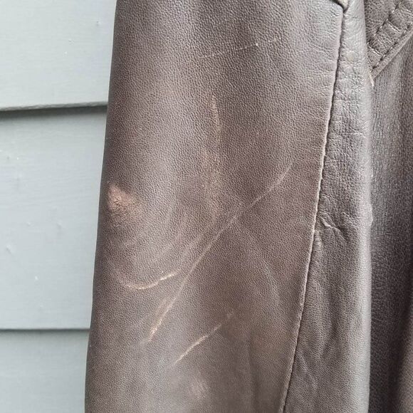 DKNY Brown Leather Bomber Jacket size Small - Picture 11 of 11